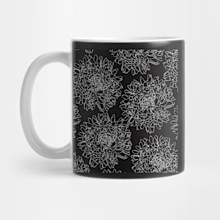 Pattern with lovely white line dahlias on black ground Mug